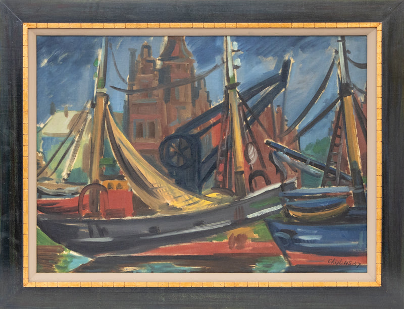 Brussels, Belgium (Harbor Scene), Painting, 1937