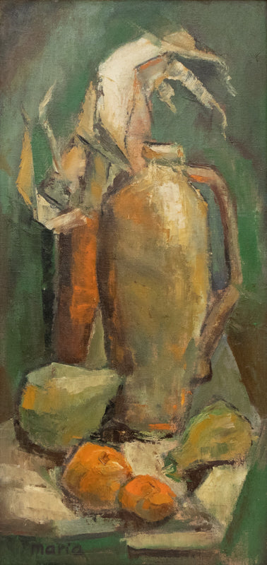 Maria Lowenstein (1894-1982) artwork for sale. Still Life (#10) (Still Life of Bottles and Fruit), Painting, Denver, Colorado, Art Gallery)