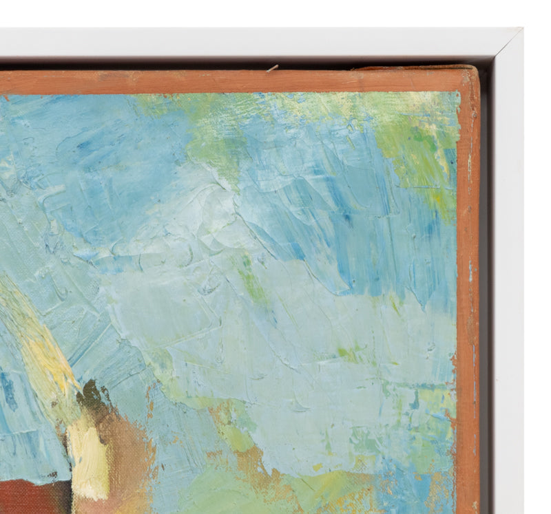 Untitled #125 (Abstract Composition with Red, Yellow, and Pink on a Blue Field), Painting