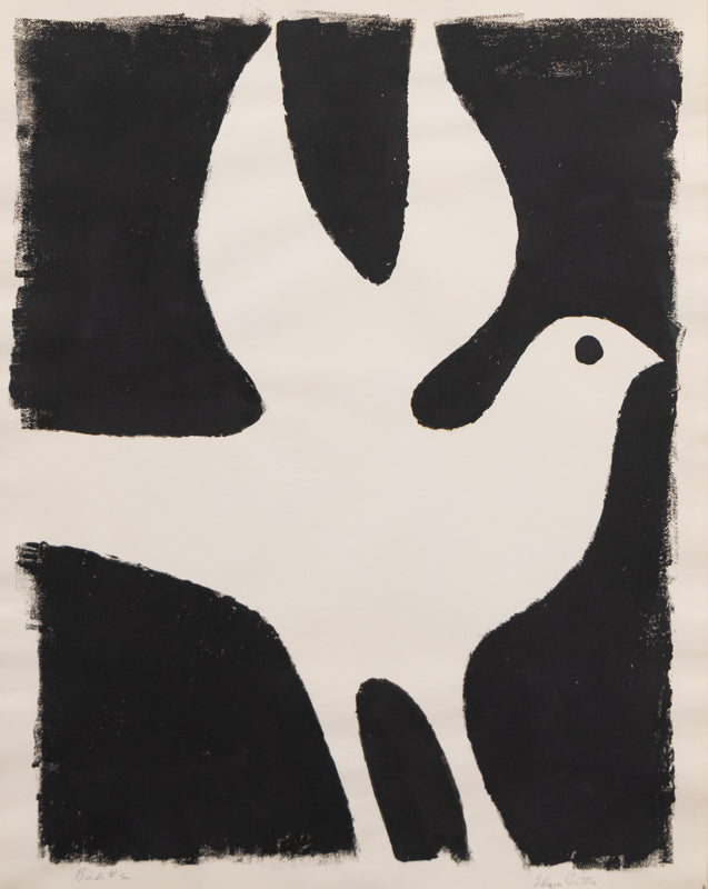 Edgar Britton (1901-1982) artwork for sale. Bird #2 (White Dove on Black Field), Print, circa 1949, Denver, Colorado, Art Gallery)