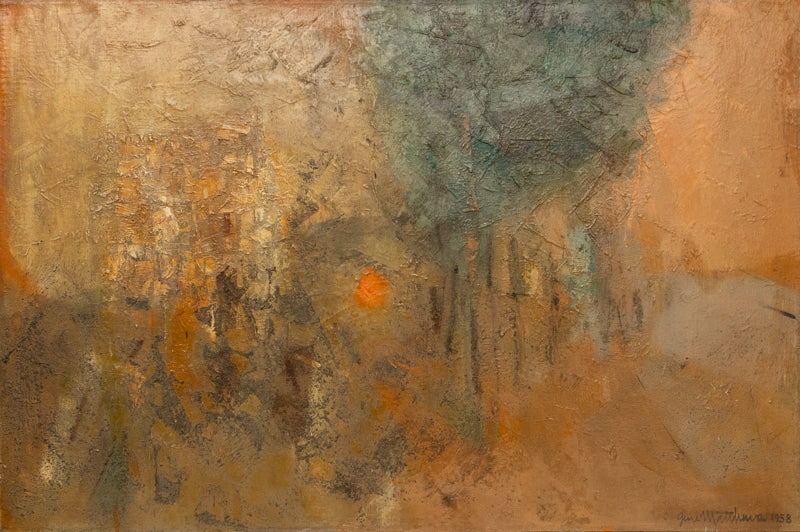 Gene Matthews (1931-2002) artwork for sale. Collina-Città (Abstract of a Hill Town, Italy), Painting, 1958, Denver, Colorado, Art Gallery)