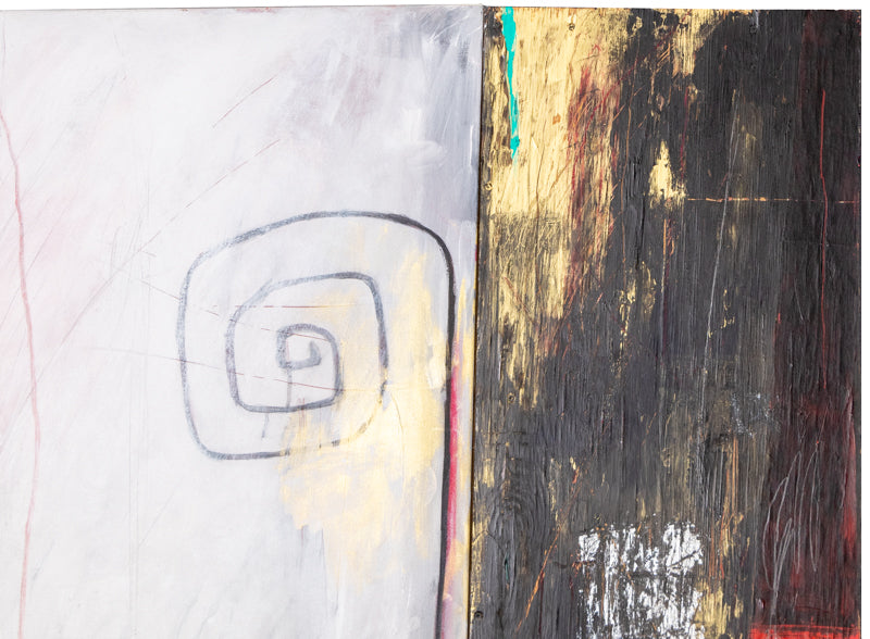 The Akhenaten Series: The Marriage (Abstract Composition with Black, Red, and Gold), Collage, 1987