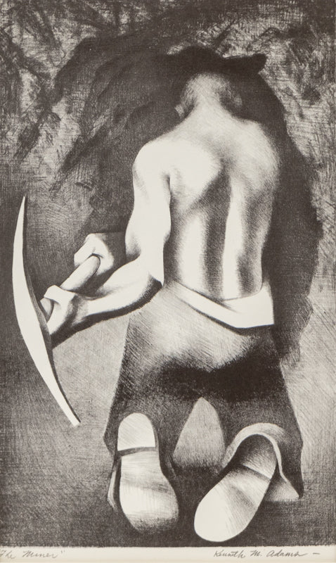 Kenneth Adams (1897-1966) artwork for sale. The Miner (Miner Tunneling with Pick Axe), Print, 1950, Denver, Colorado, Art Gallery)