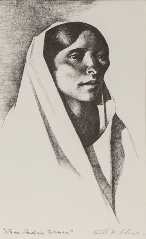 Kenneth Adams (1897-1966) artwork for sale. Taos Indian Woman, Print, 1950, Denver, Colorado, Art Gallery)