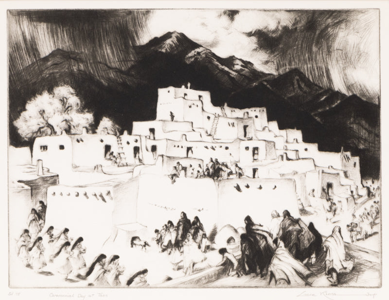 Gene Kloss (1903-1996) artwork for sale. Ceremonial Day at Taos (New Mexico), Print, 1953, Denver, Colorado, Art Gallery)
