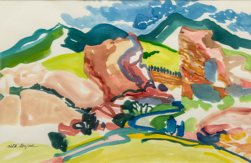 Rita Derjue (1934-2020) artwork for sale. Red Rocks (Landscape of Red Rocks, Colorado), Painting, Denver, Colorado, Art Gallery)