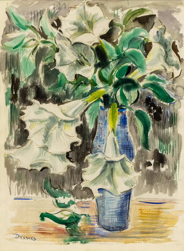 Werner Drewes (1899-1985) artwork for sale. Datura Stramonium (Still Life with Datura Flowers), Painting, Denver, Colorado, Art Gallery)