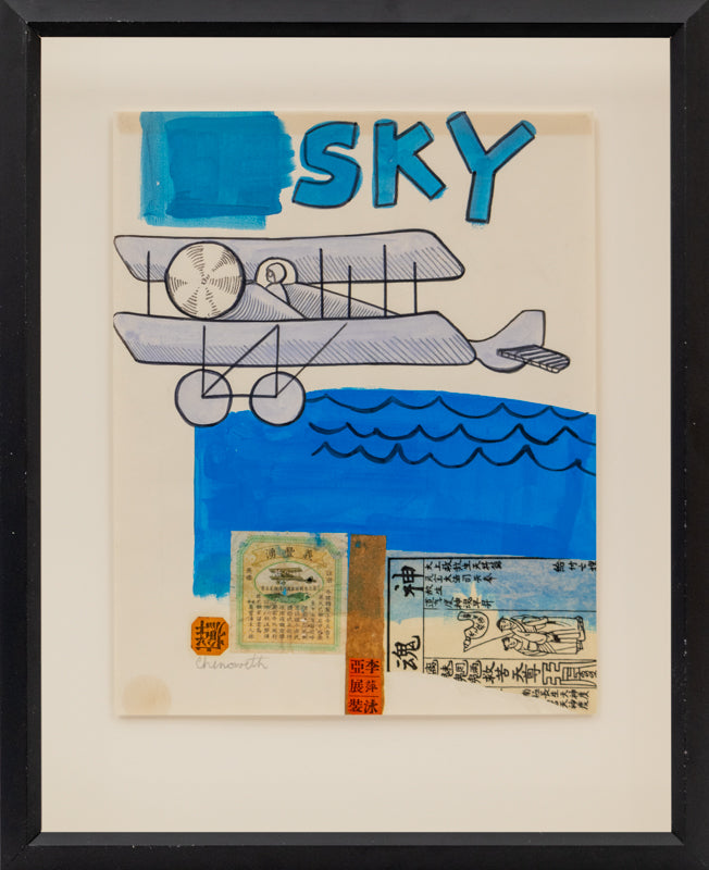 Sky (Biplane Flying Over Water), Collage, 1994
