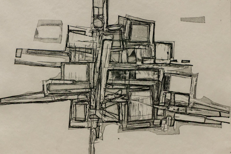 Flight (Geometric Abstraction in Black and White), Print, circa 1950