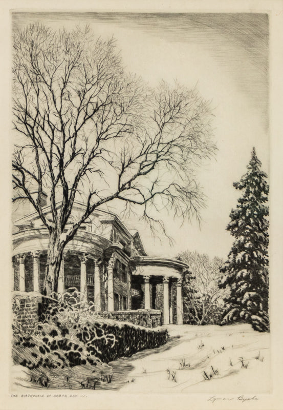 Lyman Byxbe (1886-1980) artwork for sale. Birthplace of Arbor Day (Winter Landscape with Arbor Lodge), Print, circa 1930, Denver, Colorado, Art Gallery)