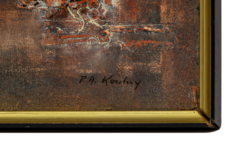 Transfiguration (Abstract composition in Beige, Yellow, and Rust), Painting, circa 1960-1970