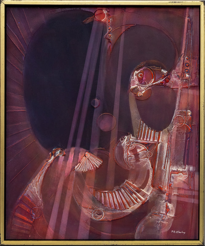 Metamorphosis (Abstract composition in Red, Mauve, and Purple), Painting, circa 1960-1970
