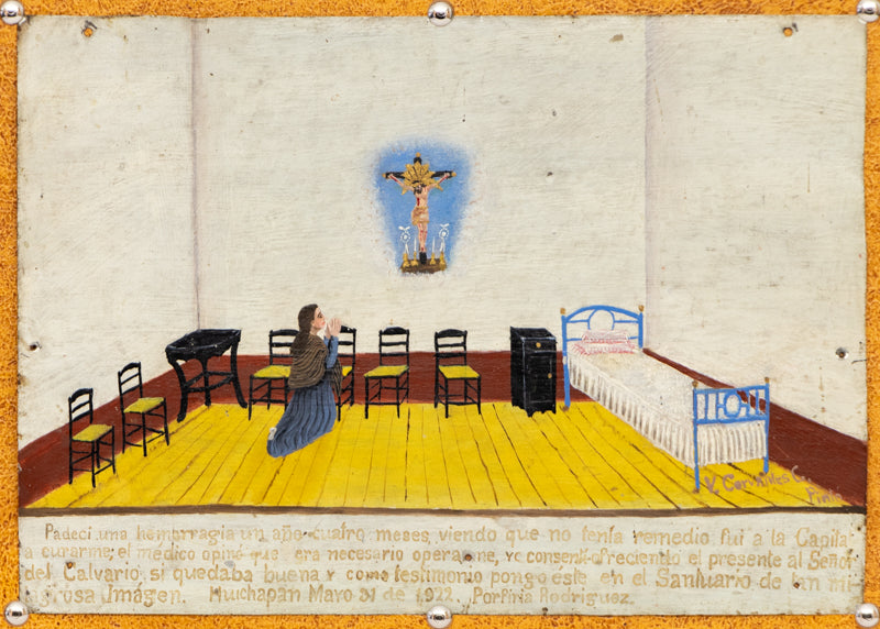 artwork for sale. Ex Voto; Holy Tribute for the Return to Good Health, Retablo, 1922, Denver, Colorado, Art Gallery)