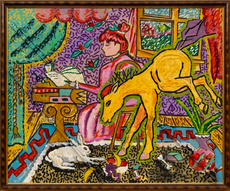 Rainy Day (Interior scene with Woman Reading), Painting, dated 1988