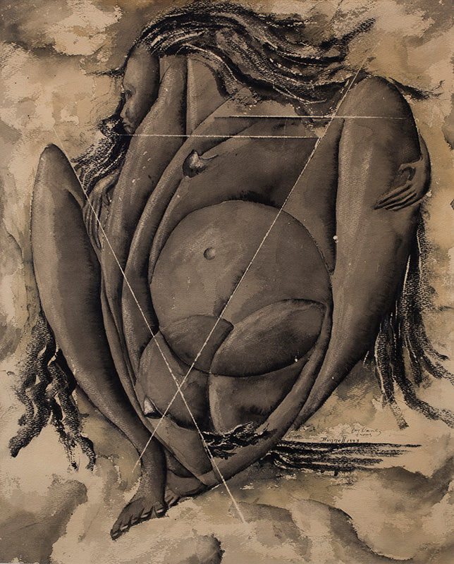 Charles Bunnell (1897-1968) artwork for sale. Birth (Semi Abstract Female Figure), Painting, 1943, Denver, Colorado, Art Gallery)