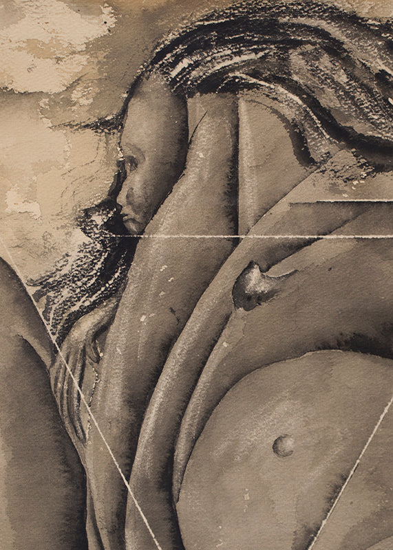Birth (Semi Abstract Female Figure), Painting, 1943