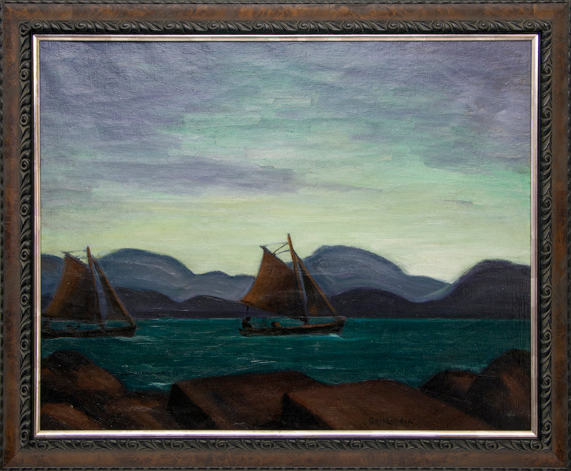 Waterways (Sailboats, Lysekil, Sweden), Painting, circa 1930
