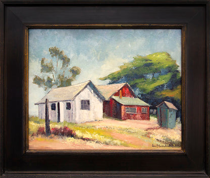 Barns in Soquel (Northern California), Painting, circa 1950