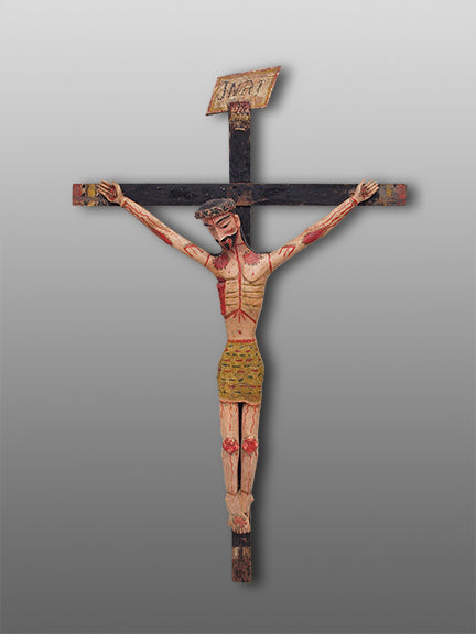 Jose Ortega (1858-1941), Hispanic artwork for sale. New Mexican Crucifix (Christ on the Cross), circa 1885, Denver, Colorado, Art Gallery)