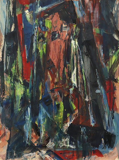 Charles Bunnell (1897-1968) artwork for sale. Untitled (Abstract Expressionist Composition in Red, Blue, Black, and Yellow), Painting, 1951, Denver, Colorado, Art Gallery)