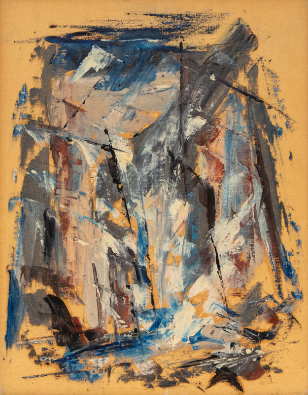 Charles Bunnell (1897-1968) artwork for sale. Untitled (Abstract in Yellow, Blue, Taupe, and Black), Painting, 1951, Denver, Colorado, Art Gallery)