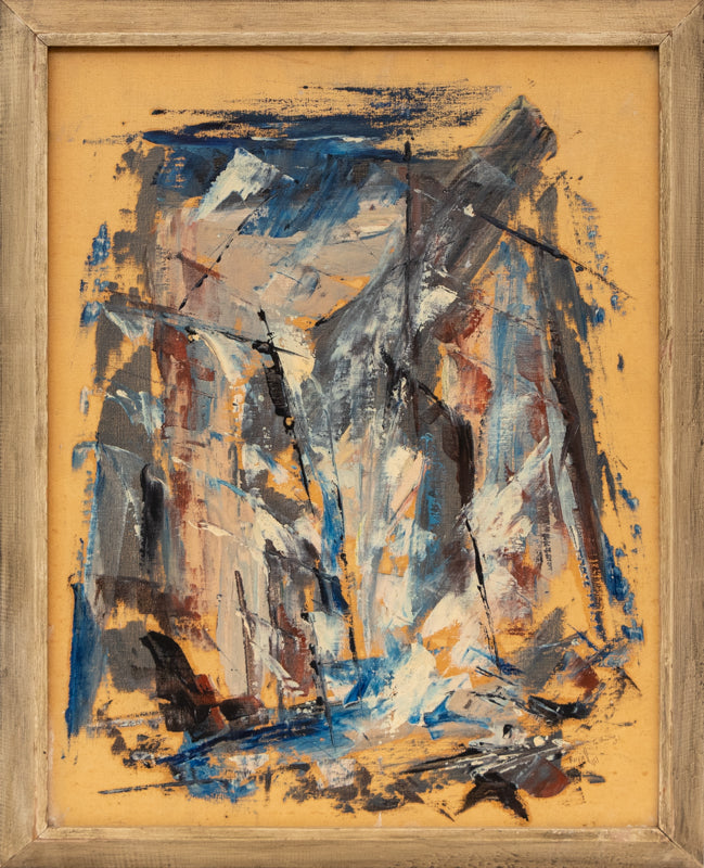 Untitled (Abstract in Yellow, Blue, Taupe, and Black), Painting, 1951
