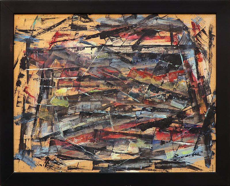 Untitled (Abstract in Orange, Black, Blue, and Red), Painting, 1956