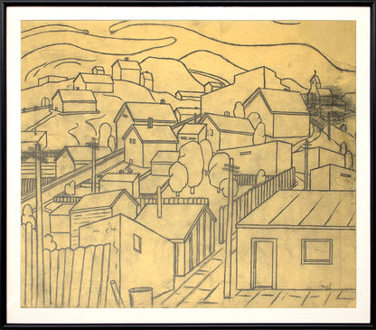 Untitled (Houses and Hills), Drawing, circa 1935