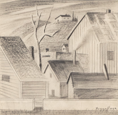 Charles Bunnell (1897-1968) artwork for sale. Untitled (Houses and Tree, Colorado), Drawing, 1942, Denver, Colorado, Art Gallery)
