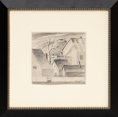 Untitled (Houses and Tree, Colorado), Drawing, 1942