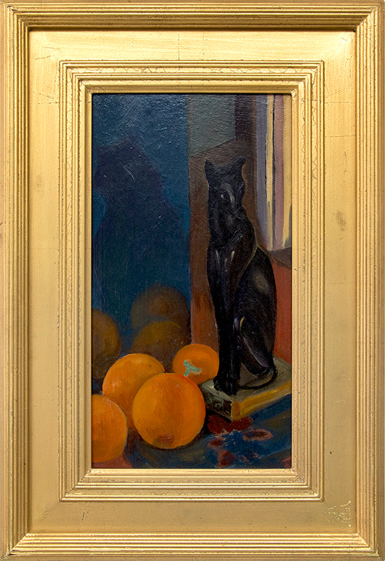 Still life with objects (Cat and Oranges), Painting, circa 1930