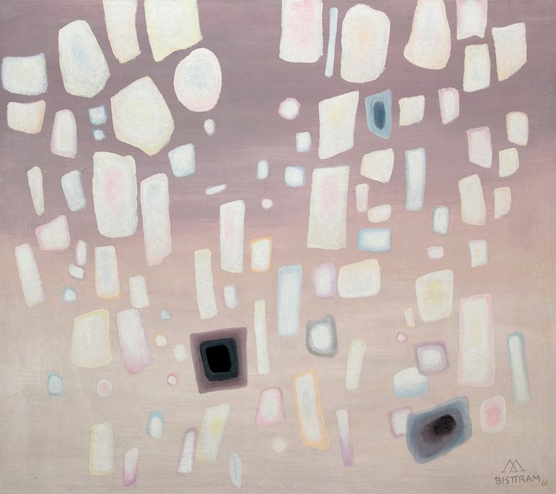 Emil Bisttram (1895-1976) artwork for sale. Precipitation (Abstract in White, Mauve, Pink, and Blue), Painting, 1961, Denver, Colorado, Art Gallery)