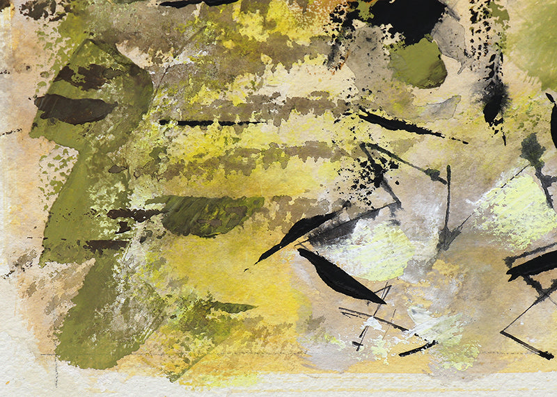 Untitled (Abstract in Yellow, Orange, Black, and Gray), Painting, circa 1960