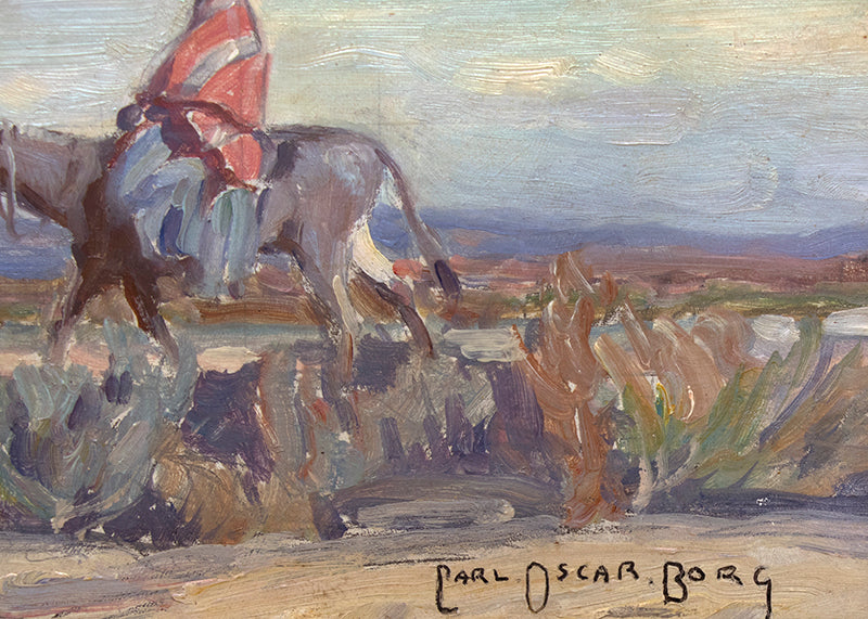 The Squaw, Chinle, Arizona  (Native American Woman on Horseback in a Desert Landscape), Painting, 1920
