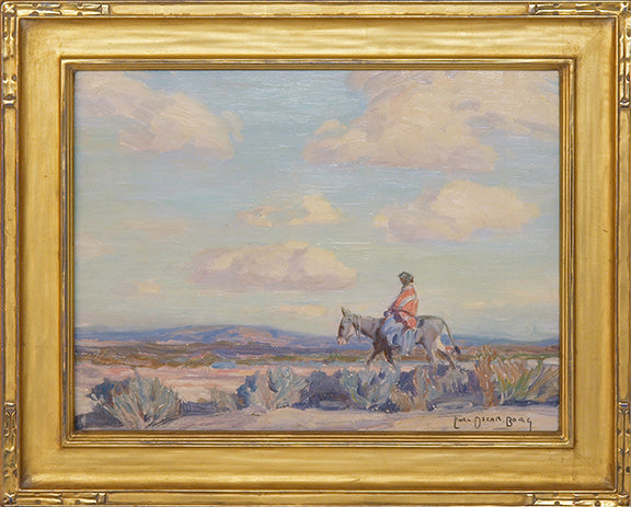 The Squaw, Chinle, Arizona  (Native American Woman on Horseback in a Desert Landscape), Painting, 1920