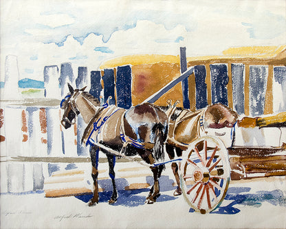Alfred Wands (1904-1998) artwork for sale. Untitled (Horses with Cart), Painting, Denver, Colorado, Art Gallery)