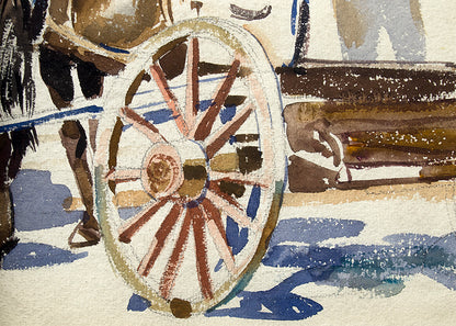 Untitled (Horses with Cart), Painting