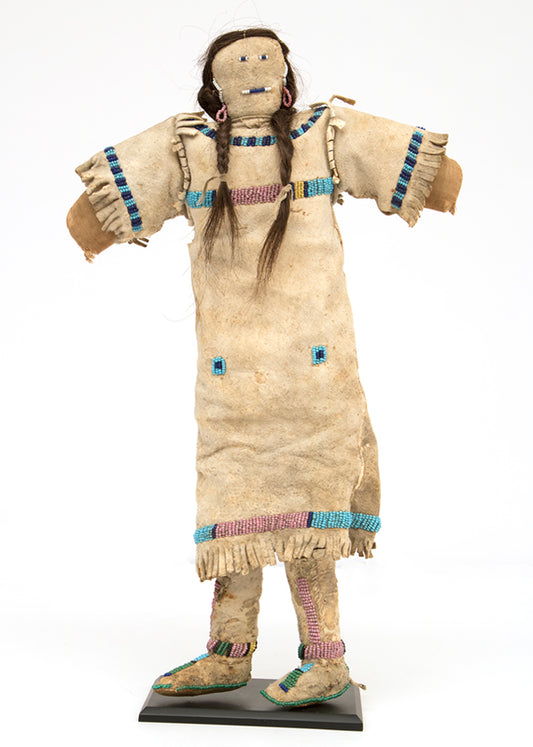 Plains artwork for sale. Beaded Hide Doll, circa 1890, Denver, Colorado, Art Gallery)