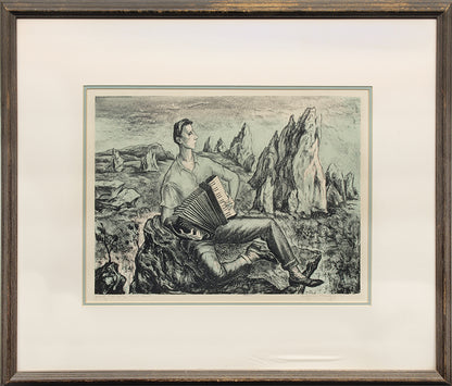 Young Man Who Went West (Man Playing Accordian), Print, circa 1940