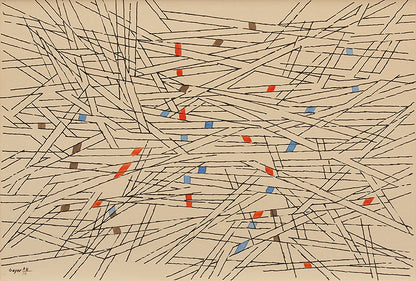 Herbert Bayer (1900-1985) artwork for sale. Abstract Composition in Brown, Orange and Blue, Painting, 1954, Denver, Colorado, Art Gallery)