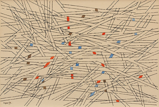 Herbert Bayer (1900-1985) artwork for sale. Abstract Composition in Brown, Orange and Blue, Painting, 1954, Denver, Colorado, Art Gallery)