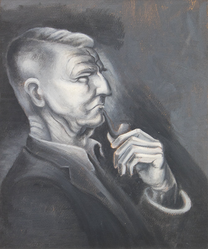 Archie Musick (1902-1978) artwork for sale. Untitled (Portrait of a Man with Pipe), Painting, circa 1952, Denver, Colorado, Art Gallery)