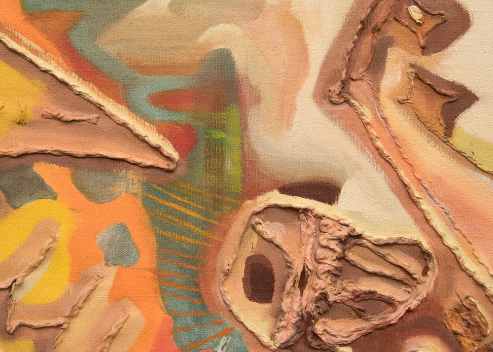 Alpha, The Beginning (Abstract in Cream, Taupe, Brown, and Orange), Painting, 1957