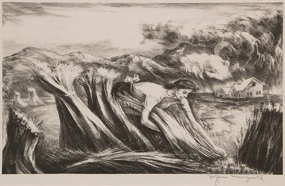 Peppino Mangravite (1896-1978) artwork for sale. Tomorrow's Bread (Woman Harvesting Grain), Print, 1946, Denver, Colorado, Art Gallery)