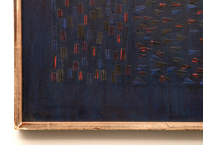Facade (Abstract in Blue, Purple, Fuchsia, Black and Red & Orange), Mixed Media Painting, 1961