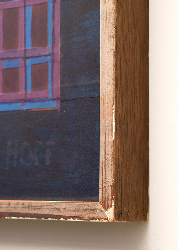 Facade (Abstract in Blue, Purple, Fuchsia, Black and Red & Orange), Mixed Media Painting, 1961