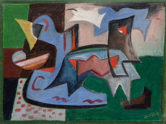 Werner Drewes (1899-1985) artwork for sale. Untitled (Abstract in Green, Blue, Red, and White), Painting, 1944, Denver, Colorado, Art Gallery)