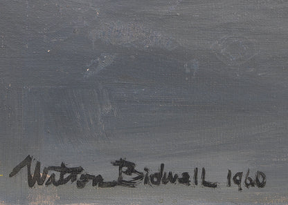 Along the Way (Abstract in Gray, Black, White, Yellow, and Orange), Painting, 1960
