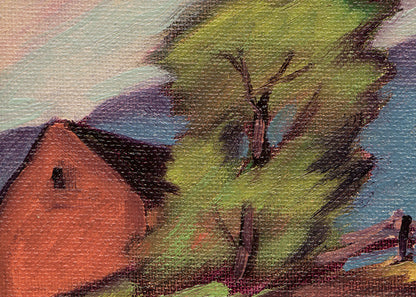 Untitled (Barn and Mountain), Painting