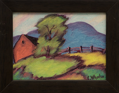 Untitled (Barn and Mountain), Painting